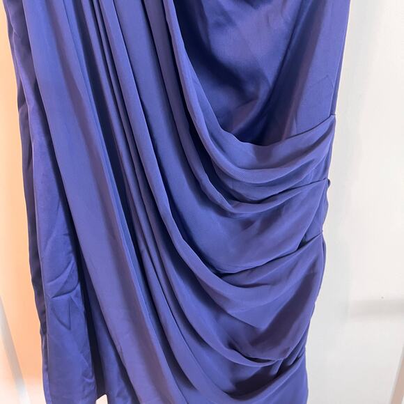 Cache Blue Beaded One Shoulder Draped Dress Size 10 - Picture 8 of 12